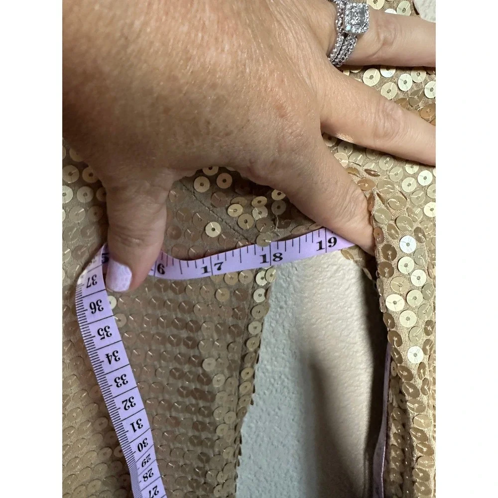 Michael Kors Gold Sequin‎ Long Sleeve Party Dress Cocktail Y2K